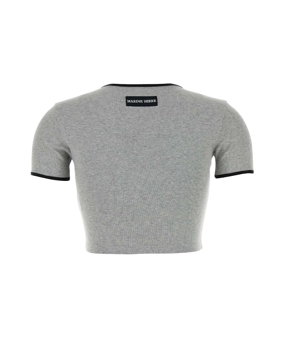 Marine Serre Grey Cotton Crop-top | italist Marine Serre Grey Cotton Crop-top | italist