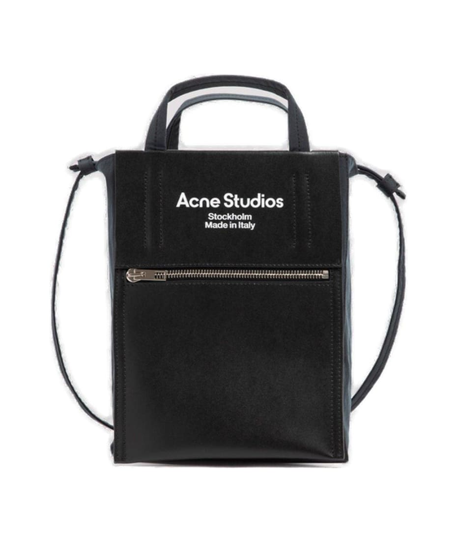 Acne Studios Papery Logo Printed Small Tote Bag - Black
