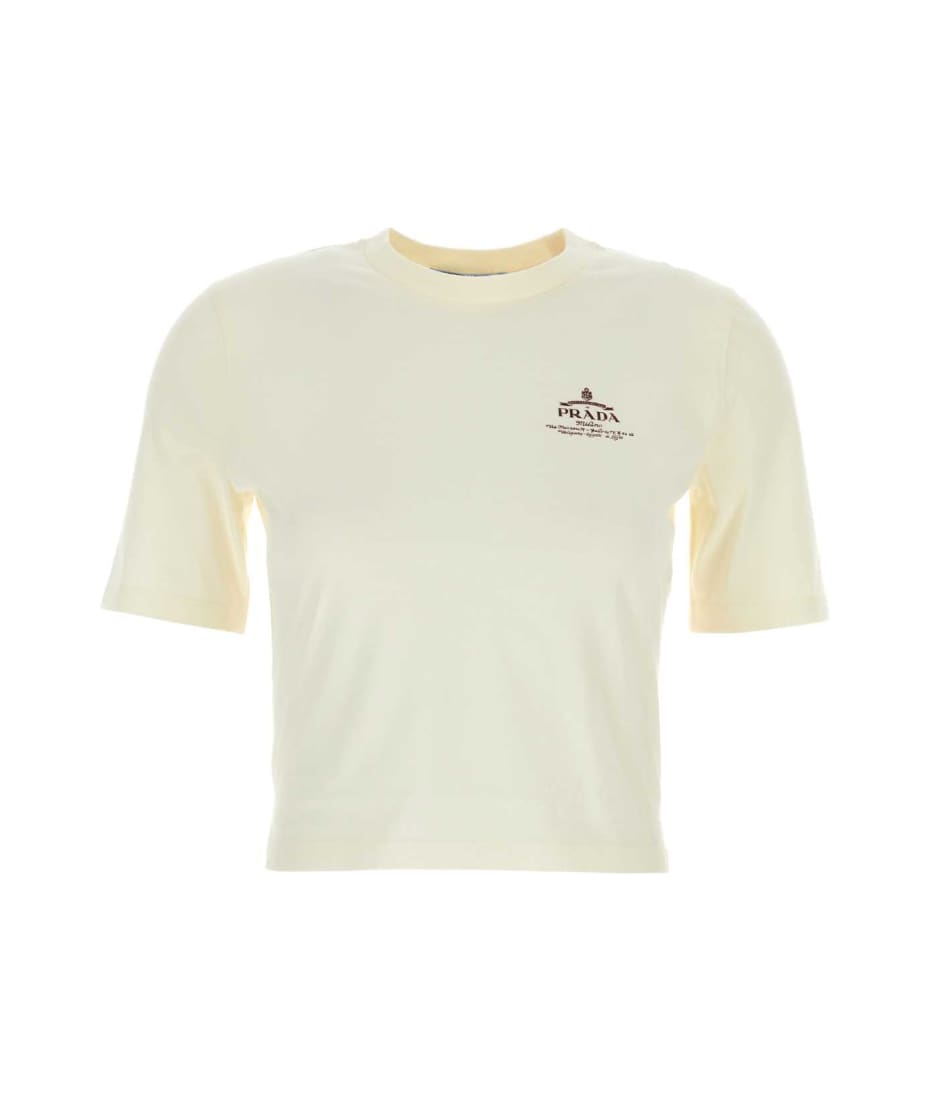 Prada Cream Cotton T-shirt | italist