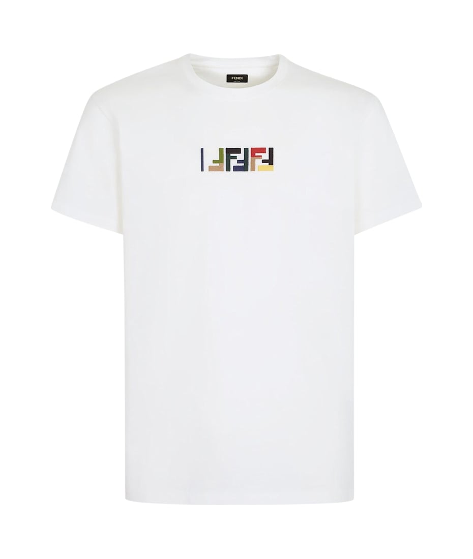 【関税&送料込】Fendi Cotton Blend Embroidered T-Shirt With Fendi Cotton T-shirt With Embroidery | italist