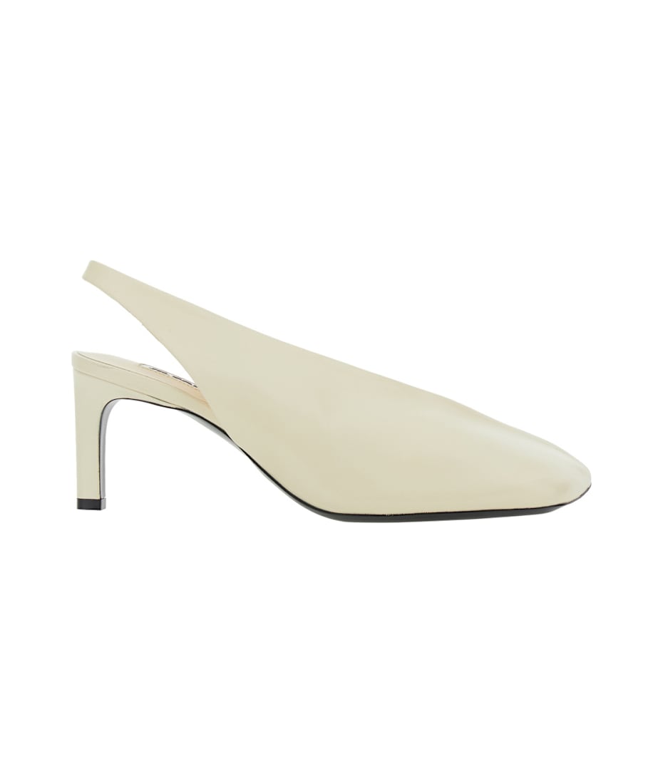 卸し売り購入 Jil Sander White Slingback Pumps With Square Toe And High アクセサリー