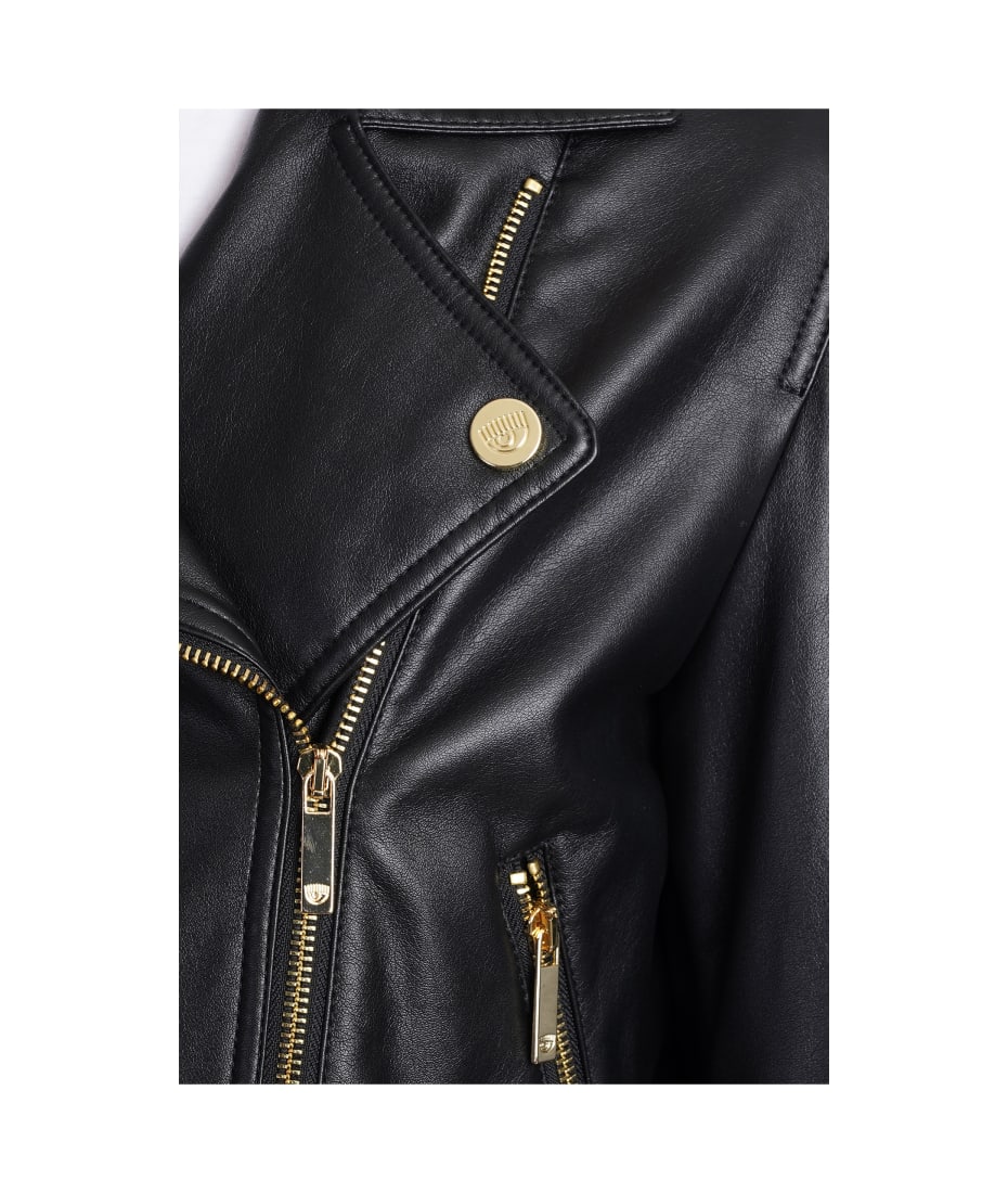 レザージャケット・コート CHIARA FERRAGNI Women Leather Jackets 73CBS408CNV7D899 Black Chiara Ferragni Faux leather biker jacket | 73CBS408CNV7D899