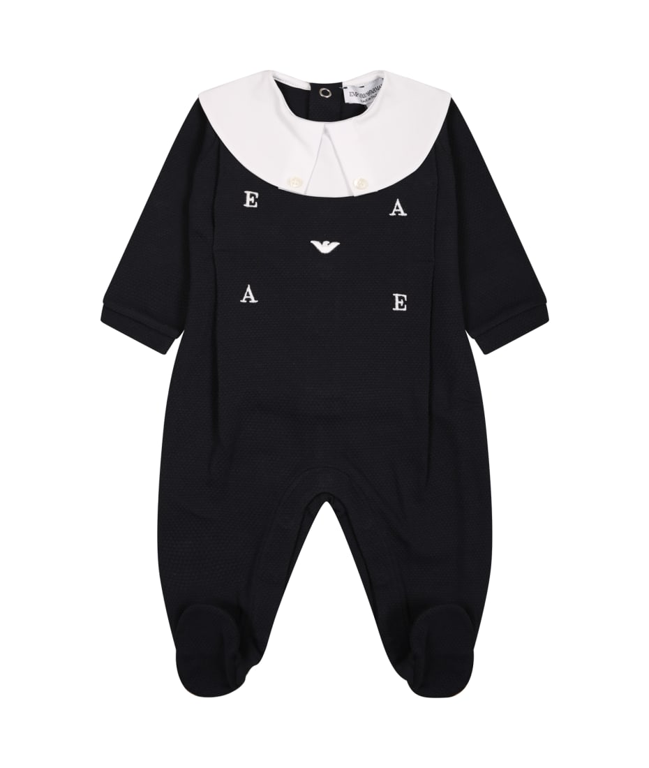 Armani Collezioni Blue Onesie For Baby Boy With Logo | italist, ALWAYS LIKE  A SALE