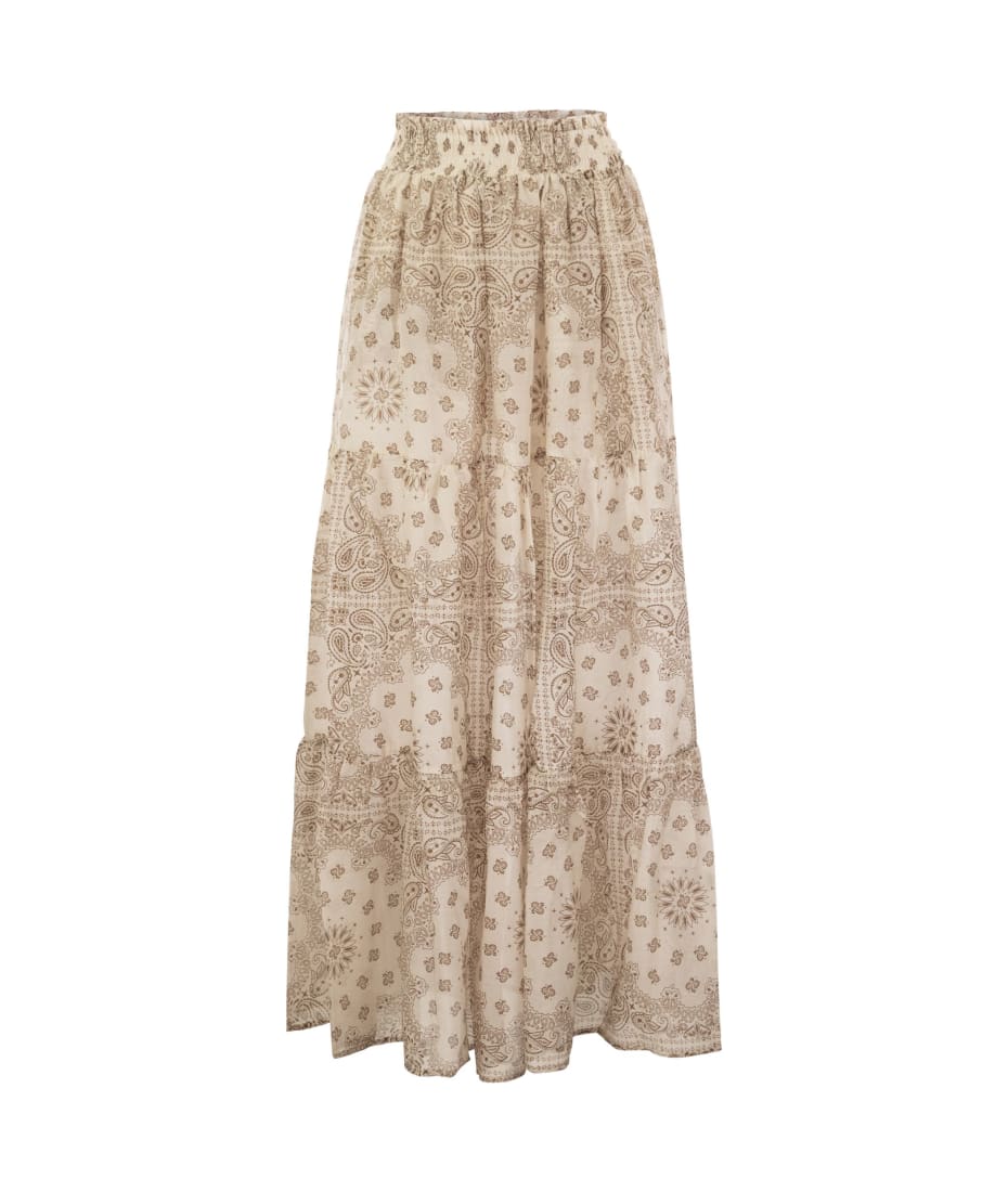スカート MC2 Saint Barth CHEYENNE - Long skirt in cotton and silk. MC2 Saint Barth Cheyenne - Long Skirt In Cotton And Silk
