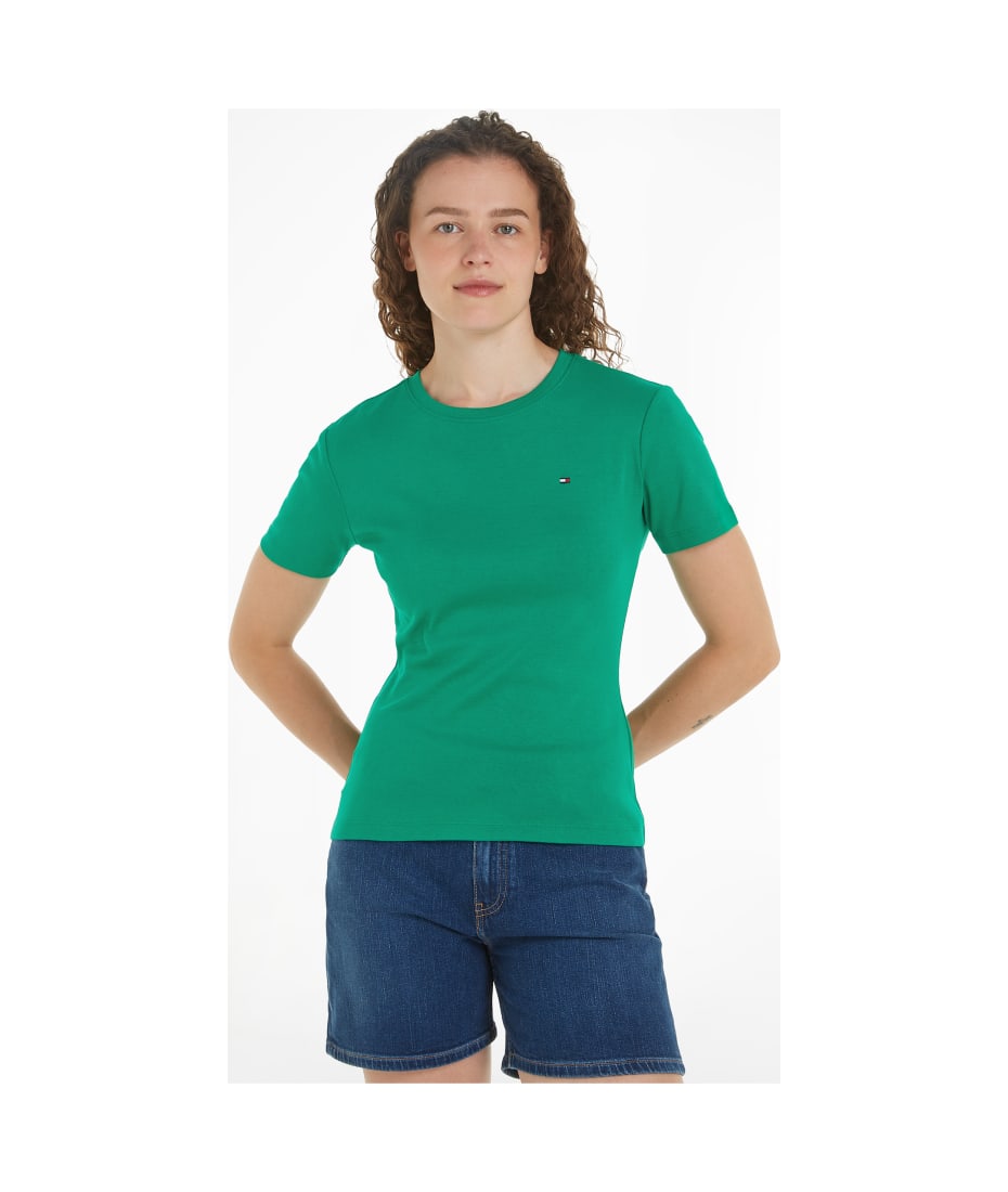 Tommy Hilfiger Green T-shirt With Mini Logo - OLYMPIC GREEN