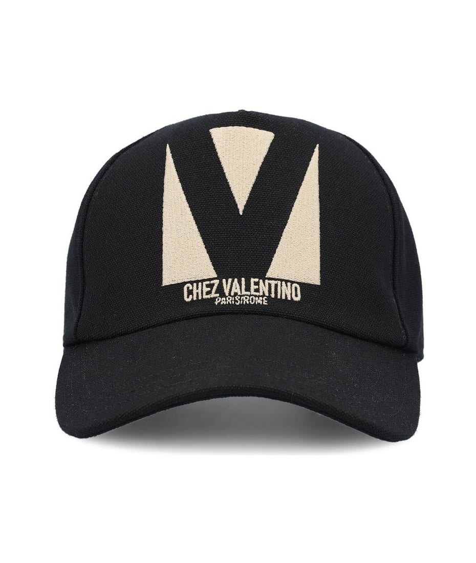 値下　VALENTINO 刺繍ロゴ キャップ 黒　59 210824-013_1.jpg