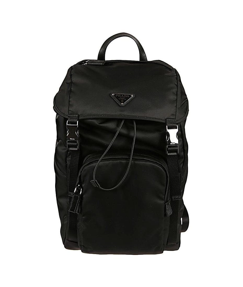 Prada logo patch backpack hotsell