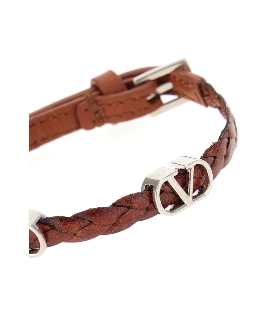 【関税&送料込】Valentino Garavani Brown Leather Vlogo Brace Valentino Garavani Brown Leather Medium Vlogo Locker