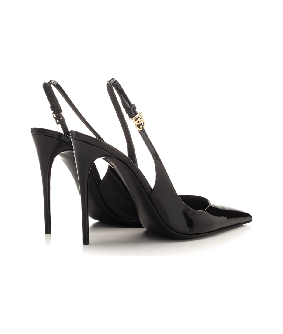 Dolce & Gabbana Slingback In Black Patent Leather - Black