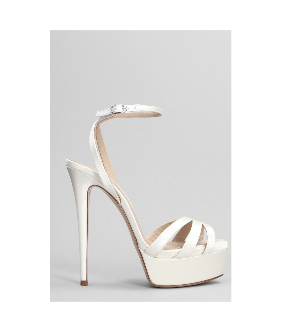 Le Silla Lola Sandals In White Satin サンダル 通販 | italist