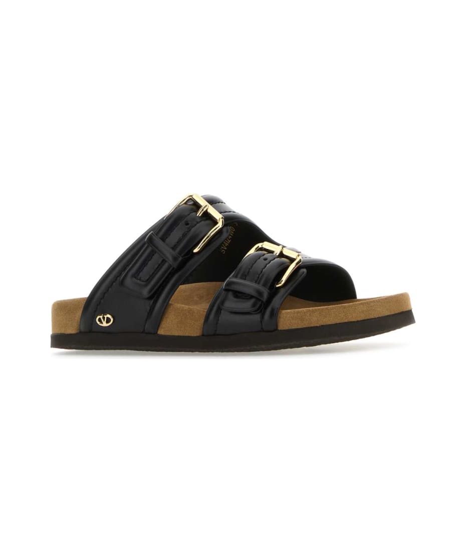 サンダル・ミュール VALENTINO GARAVANI Black Leather Fussfriend Slippers Valentino Garavani Fussfriend Slippers | italist