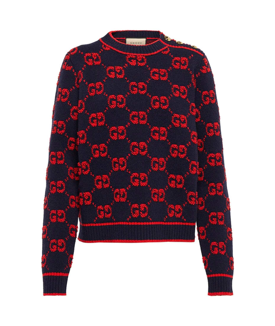スウェット・トレーナー Gg wool sweater Gucci Gg Wool Bouclé Jacquard Sweater | italist