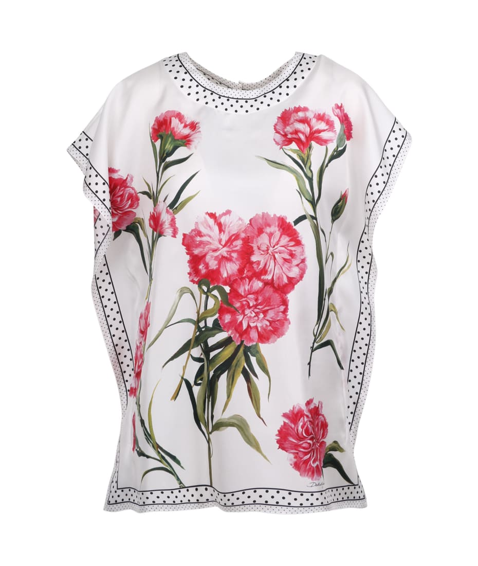 Dolce & Gabbana 'carnation' Print Silk Blouse | italist, ALWAYS LIKE A SALE