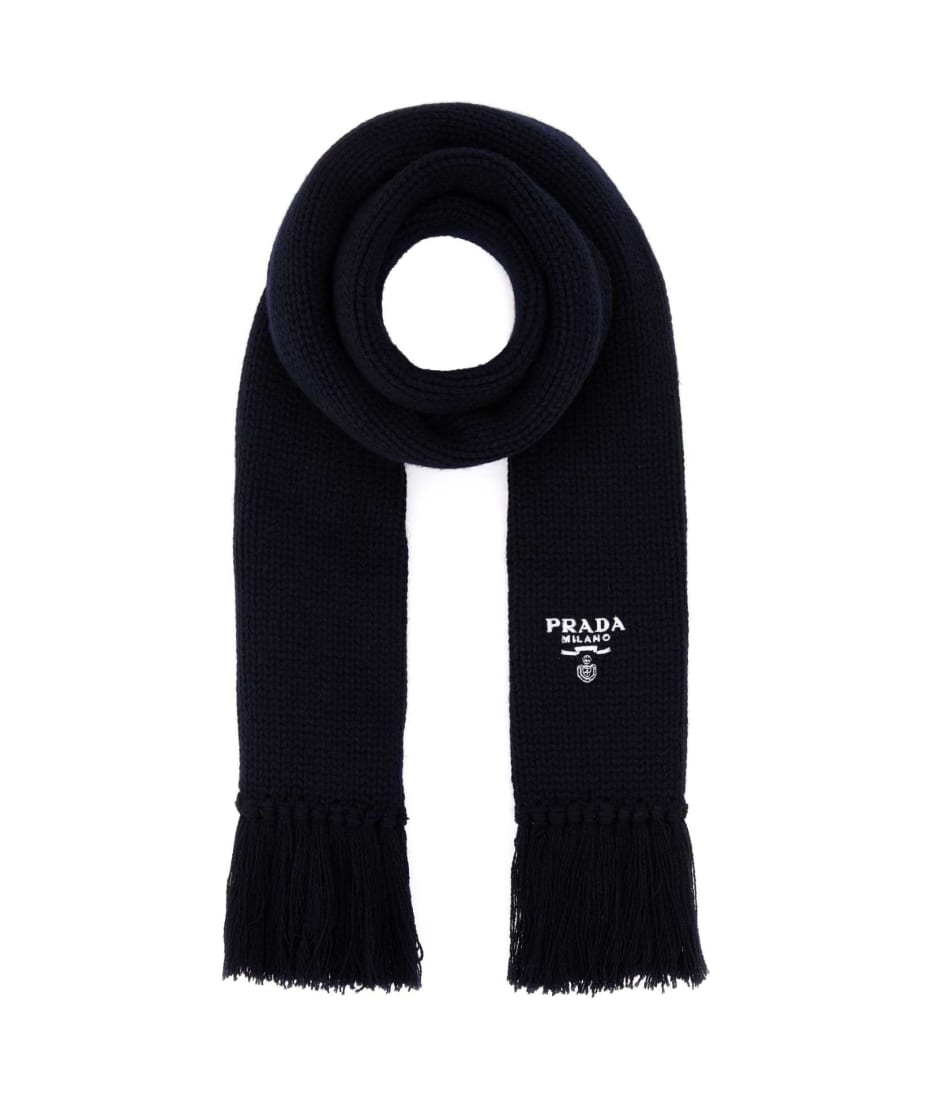 Prada Dark Blue Cashmere Scarf - BLEU