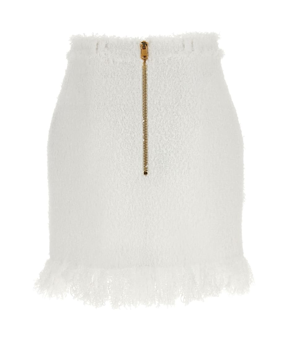スカート BALMAIN Button tweed skirt White DF1LBA20XC67 Balmain Button Tweed Skirt | italist
