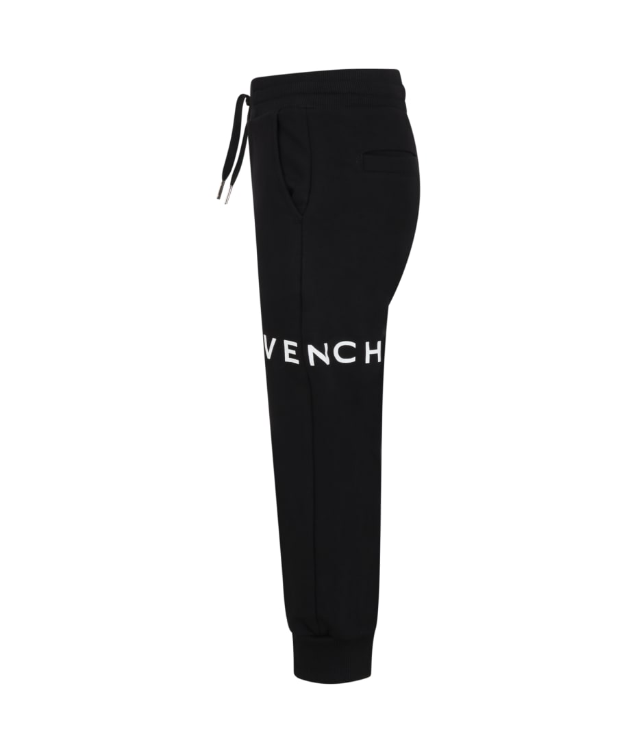 Givenchy Black Sweatpants For Boy With White Logo - Nero