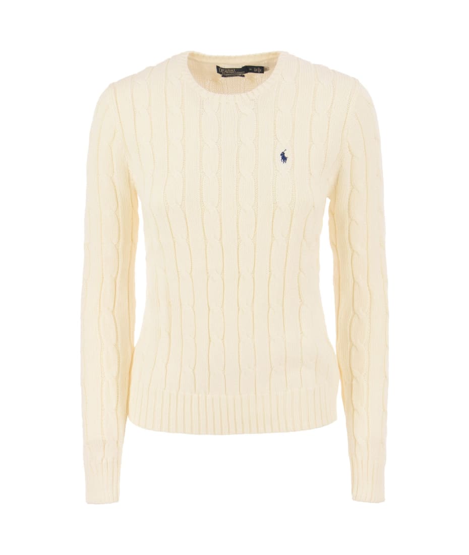 ★★POLO RALPH LAUREN★★ Cable knit cotton sweater ivory MN Cable-Knit Cotton Polo Sweater