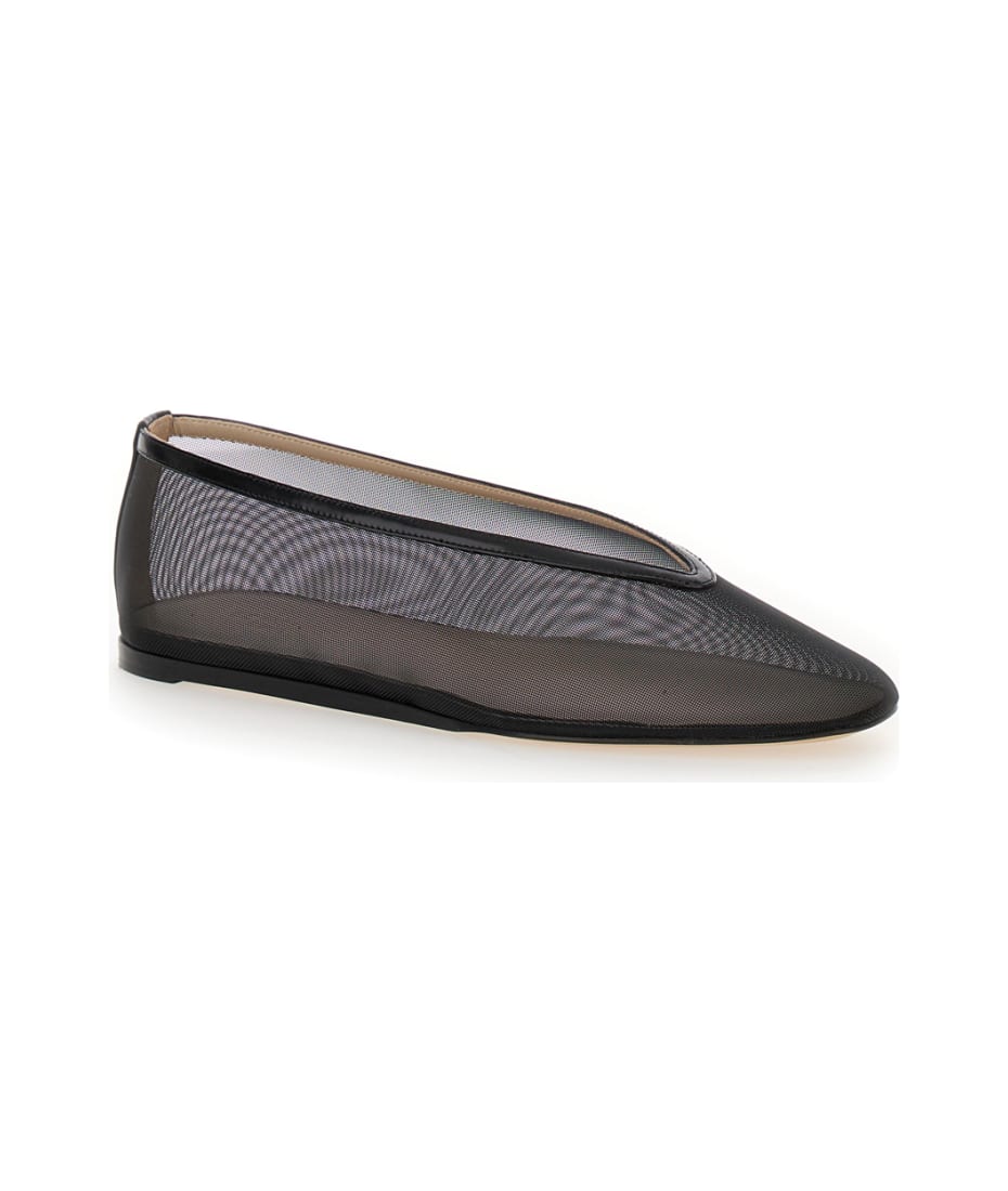 Le Monde Beryl Black Ballerinas In Fishnet Style In Leather