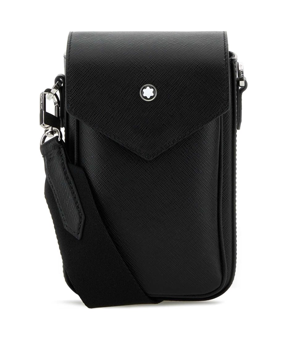 MONTBLANC レザー メッセンジャーバッグ ブラック 関*送込 Montblanc Black Leather Messenger Crossbody Bag | italist