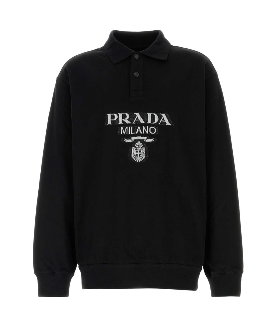 Prada Black Cotton Polo Shirt | italist Prada Black Cotton Polo Shirt | italist