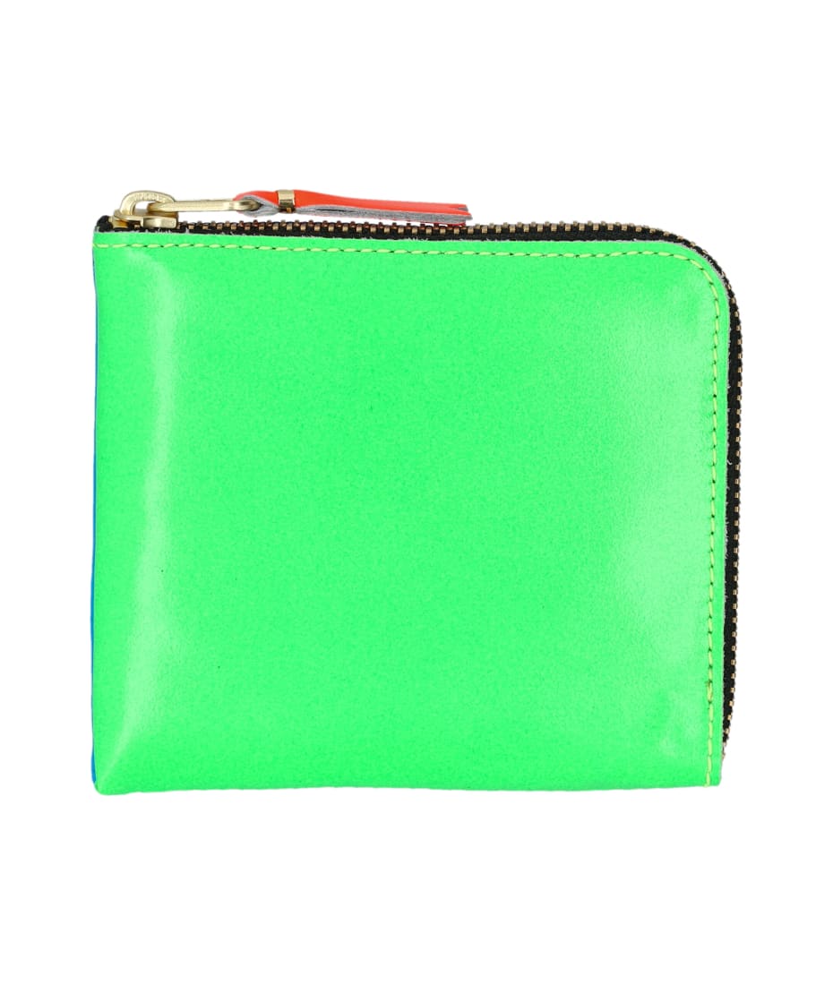折りたたみ財布 COMME des GARCONS SUPER FLUO SMALL ZIP WALLET (SA3100SFL 4) CDG Wallet: Super Fluo Zip Around Wallet (Light Orange/Pink