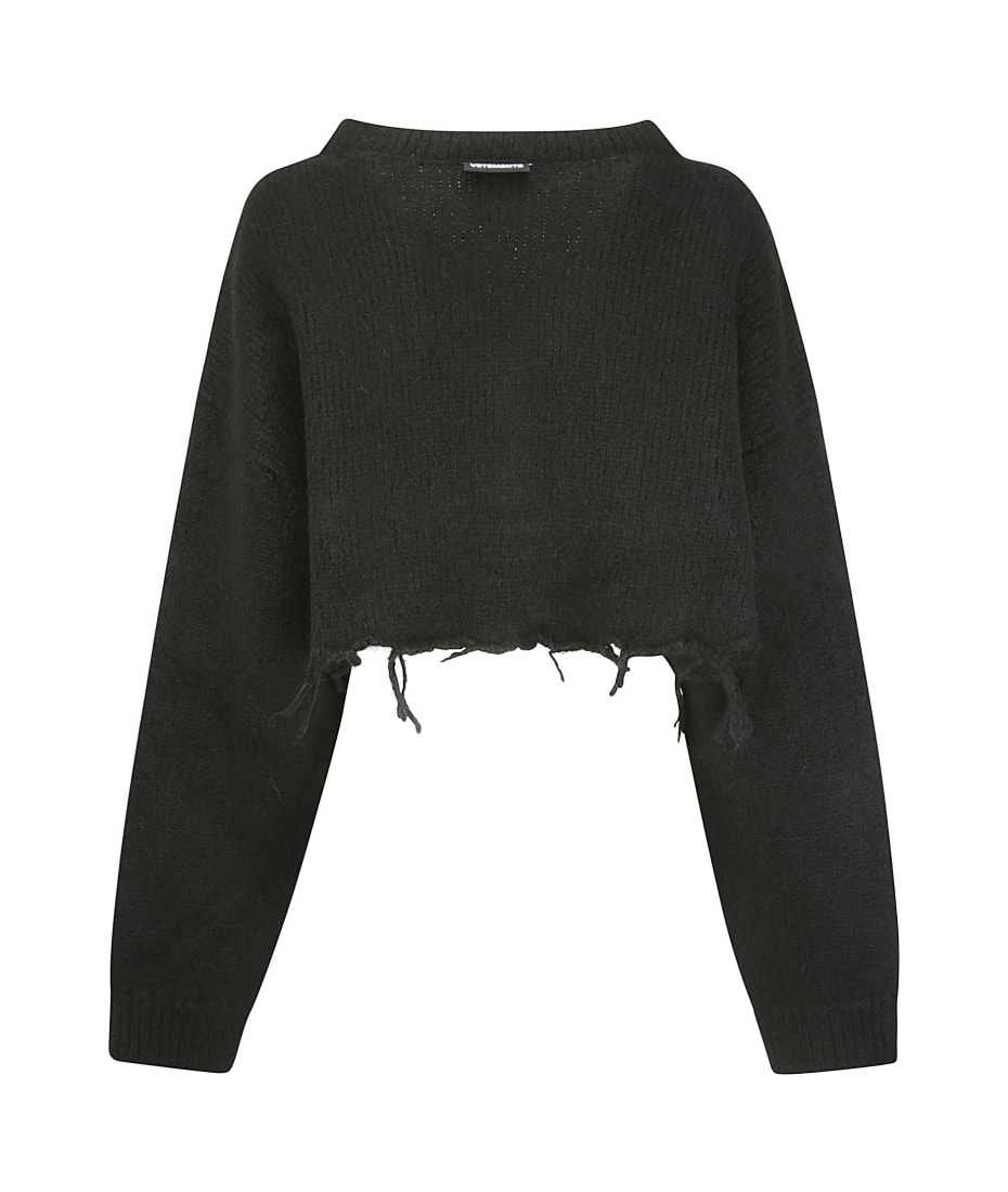 Vetements Lurex Monogram Cropped Sweater in Gray