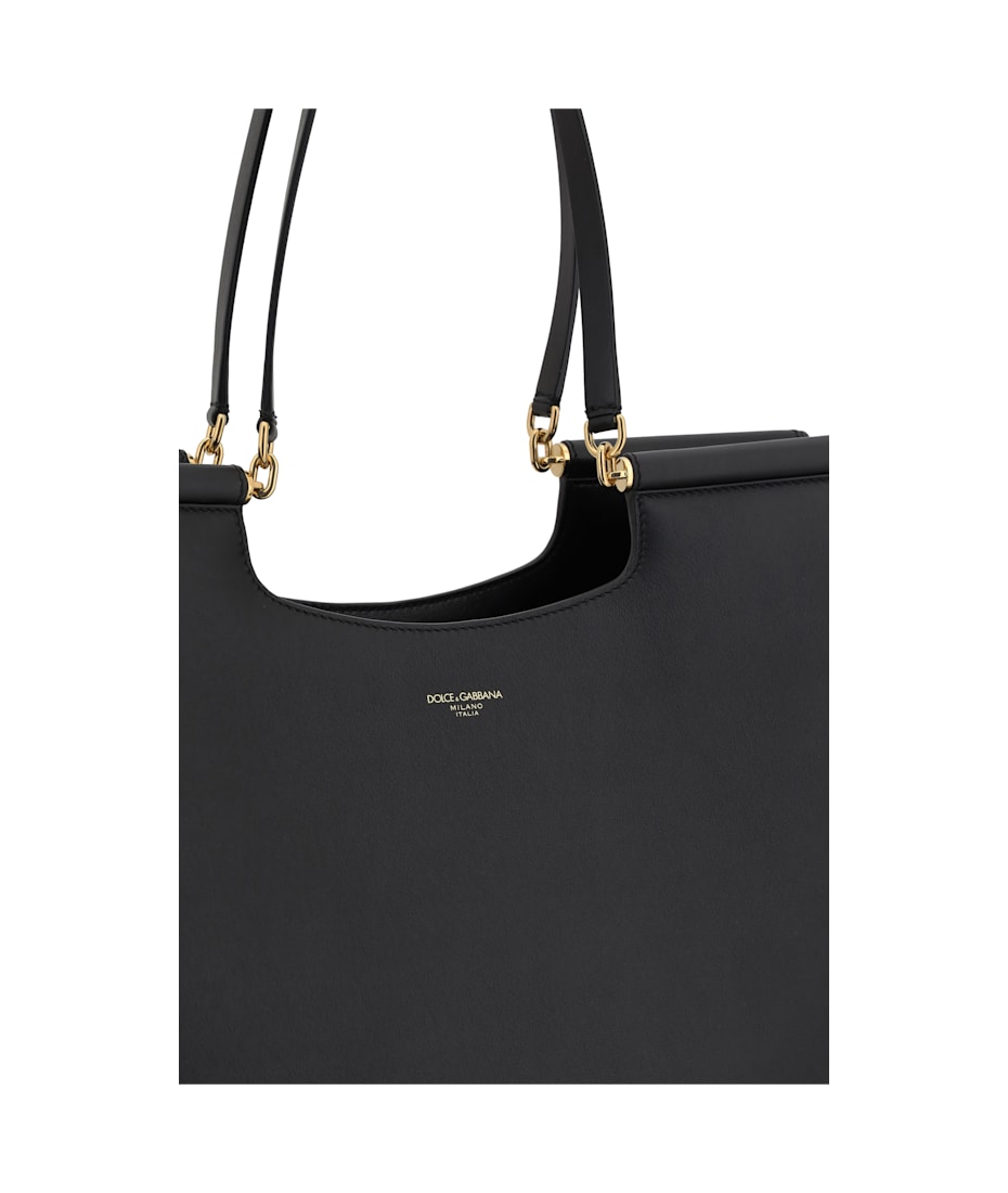 Dolce & Gabbana Large Black Leather Tote Bag | italist