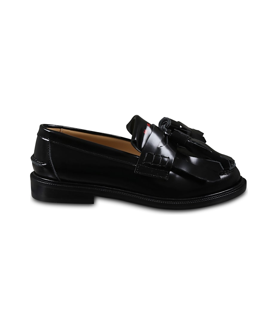 Marni Black Loafers For Kids With Logo | italist