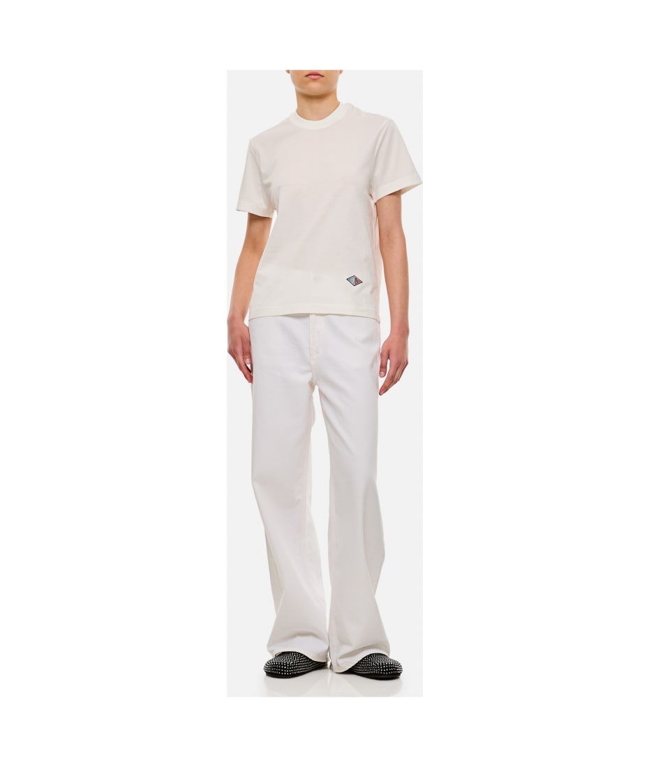 ■BOTTEGA VENETA■ Light Cotton BV Embroidered Short Sleeve Bottega Veneta® Women's Light Cotton Jersey T-Shirt in Chalk