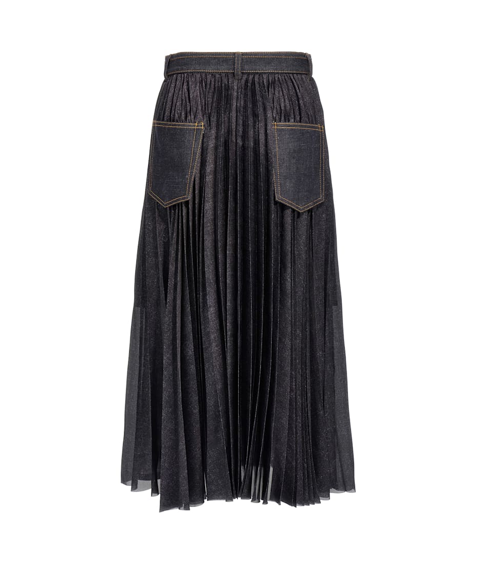 スカート sacai SS25 Pleated denim skirt (2507829 151) Sacai Pleated Denim Skirt | italist