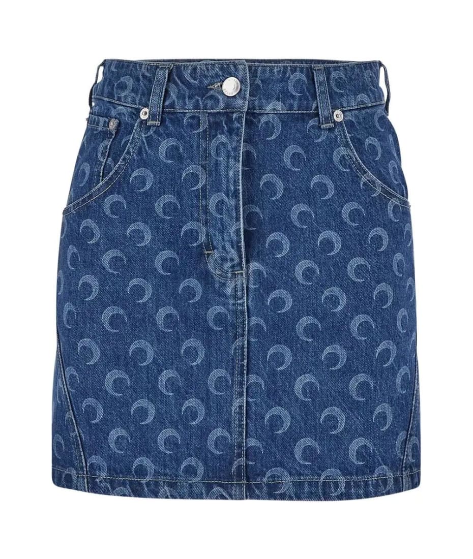 服/ファッション Marine Serre Moon Print Denim Mini Skirt M 3b9585639a1362fe62dce2b683e357