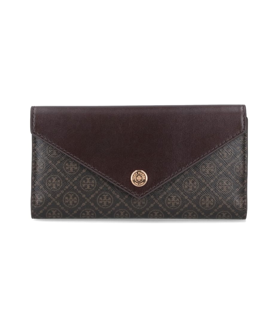 【TORY BURCH】「Tモノグラム」ブックウォレット T Monogram Contrast Embossed Zip Slim Wallet: Women's
