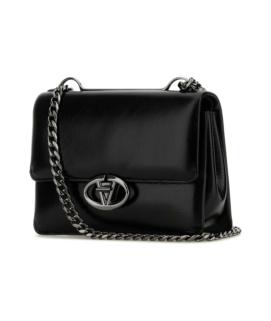 ショルダーバッグ・ポシェット Valentino Garavani Black Leather Small Vlogo Shoulder Bag VALENTINO GARAVANI VLOGO small textured-leather shoulder bag