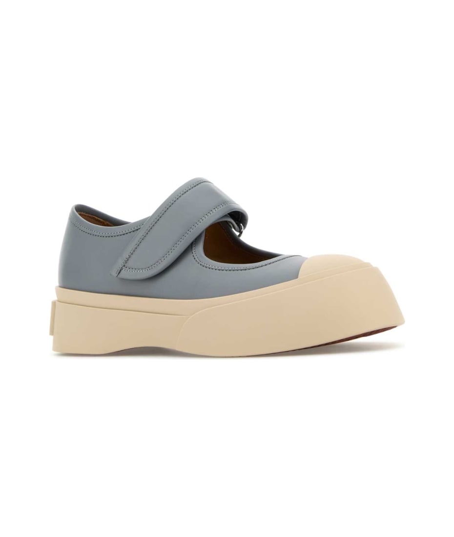 Marni Powder Blue Leather Mary Jane Sneakers | italist