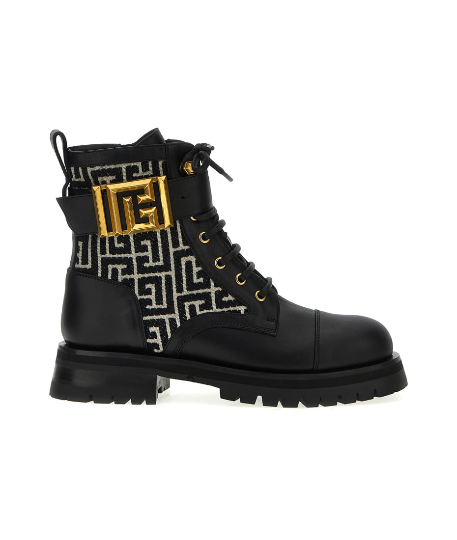【関税込み】balmain Charlie' ankle boots Charlie leather ranger boots black - Women | BALMAIN
