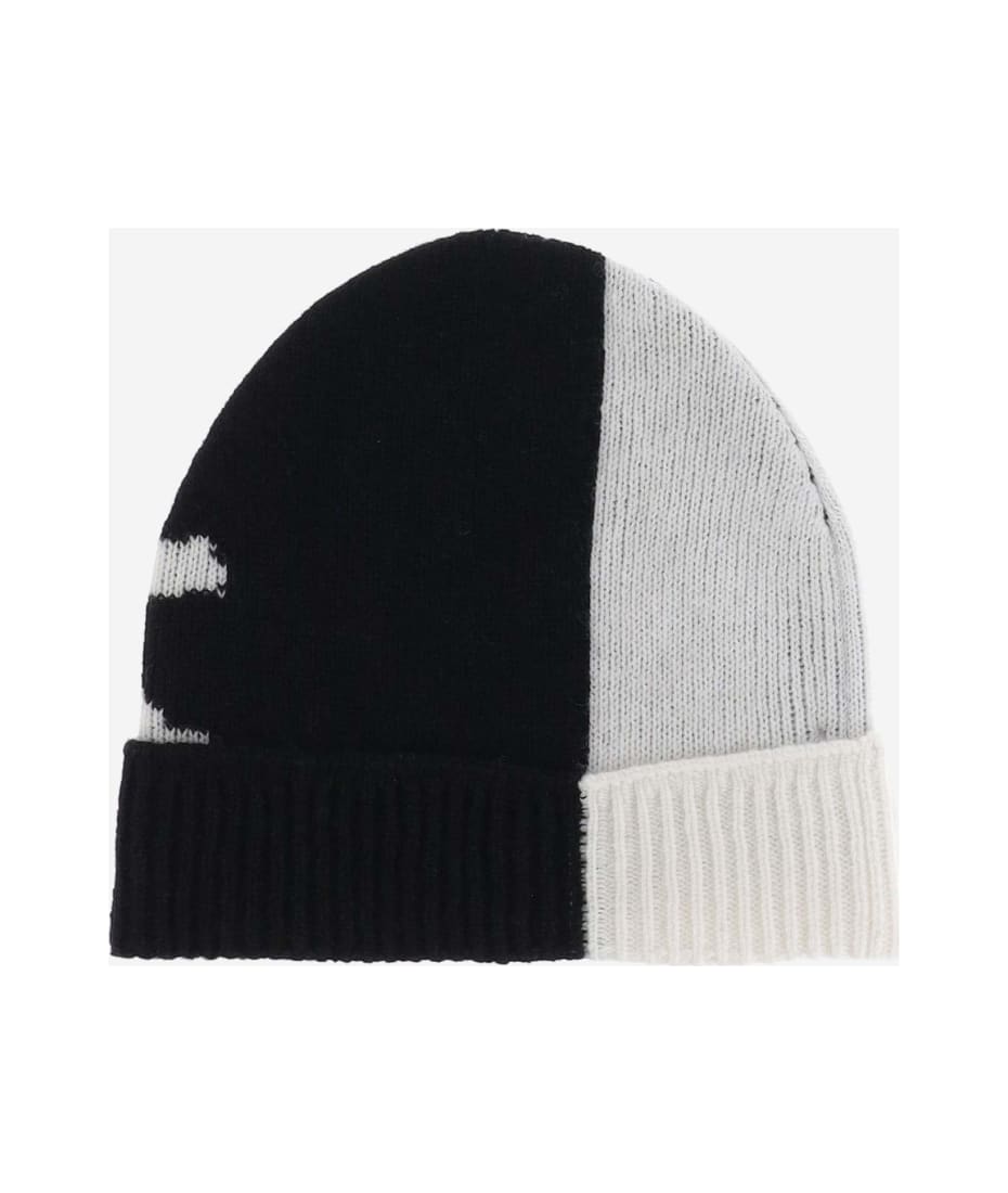 ニットキャップ・ビーニー Burberry Ekd Beanie Hat - Burberry - Cashmere - White Burberry Black & White EKD Cashmere Beanie Burberry