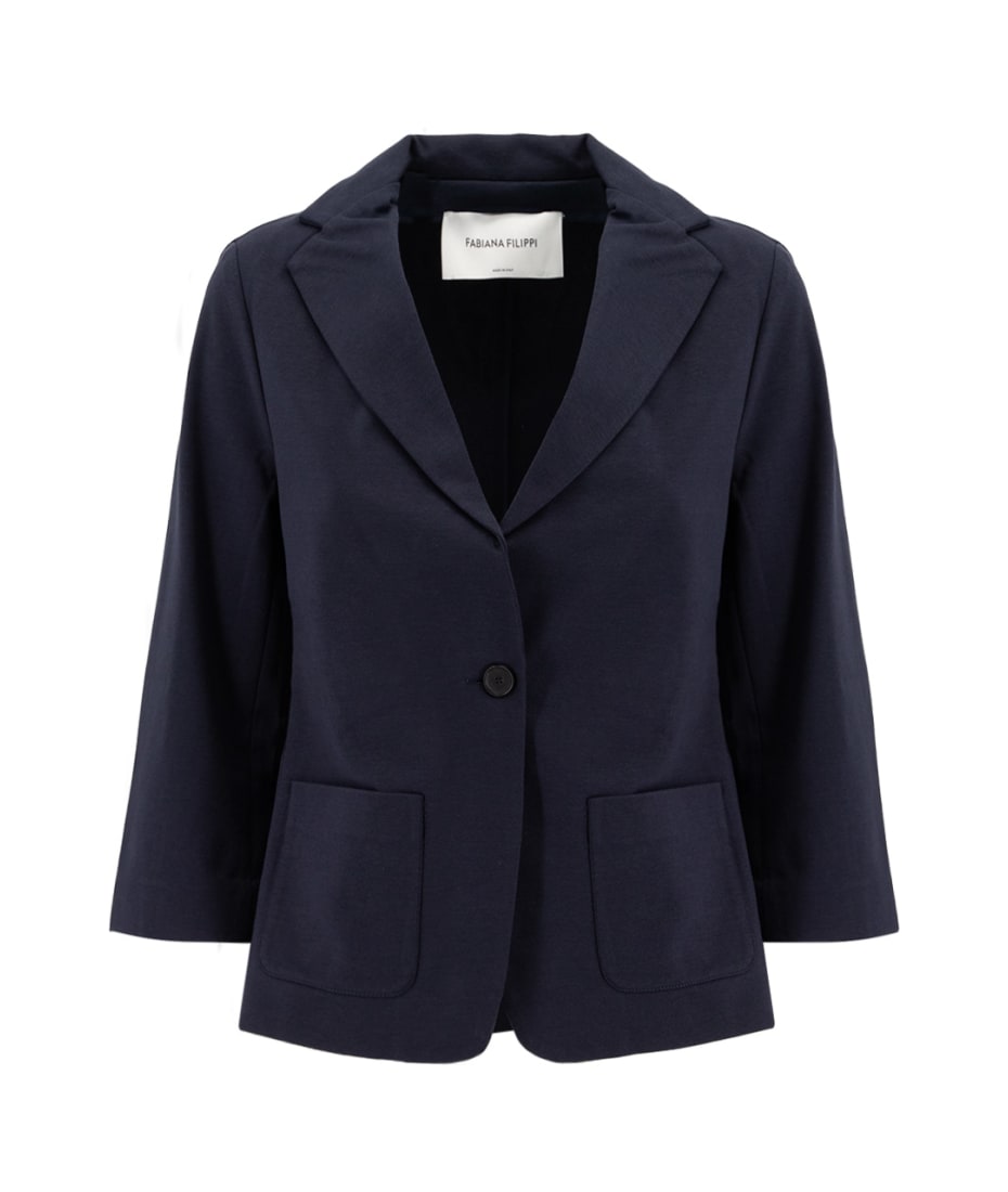 ジャケット FABIANA FILIPPI Women Jackets GCD273W240 D5355131 Blue Fabiana Filippi Cotton and Linen Wrap Jacket in Blue Denim