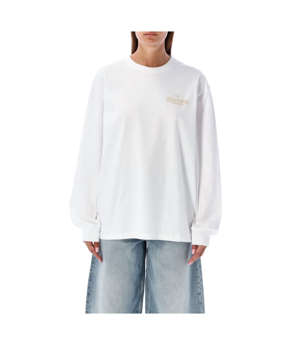 【GANNI】ロンT Future Heavy Jersey Palm Long Sleeve T-shirt Ganni Future Heavy Jersey Palm T-shirt | italist