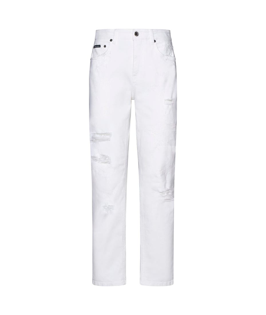 Dolce & Gabbana Logo Plaque Distressed Jeans ボトムス 通販