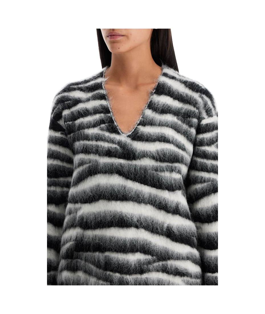 ブラジャー MARC JACOBS ZEBRA-PATTERNED JUMPER IN WOOL BLEND Marc Jacobs Brushed zebra-intarsia Jumper | Black | FARFETCH AU