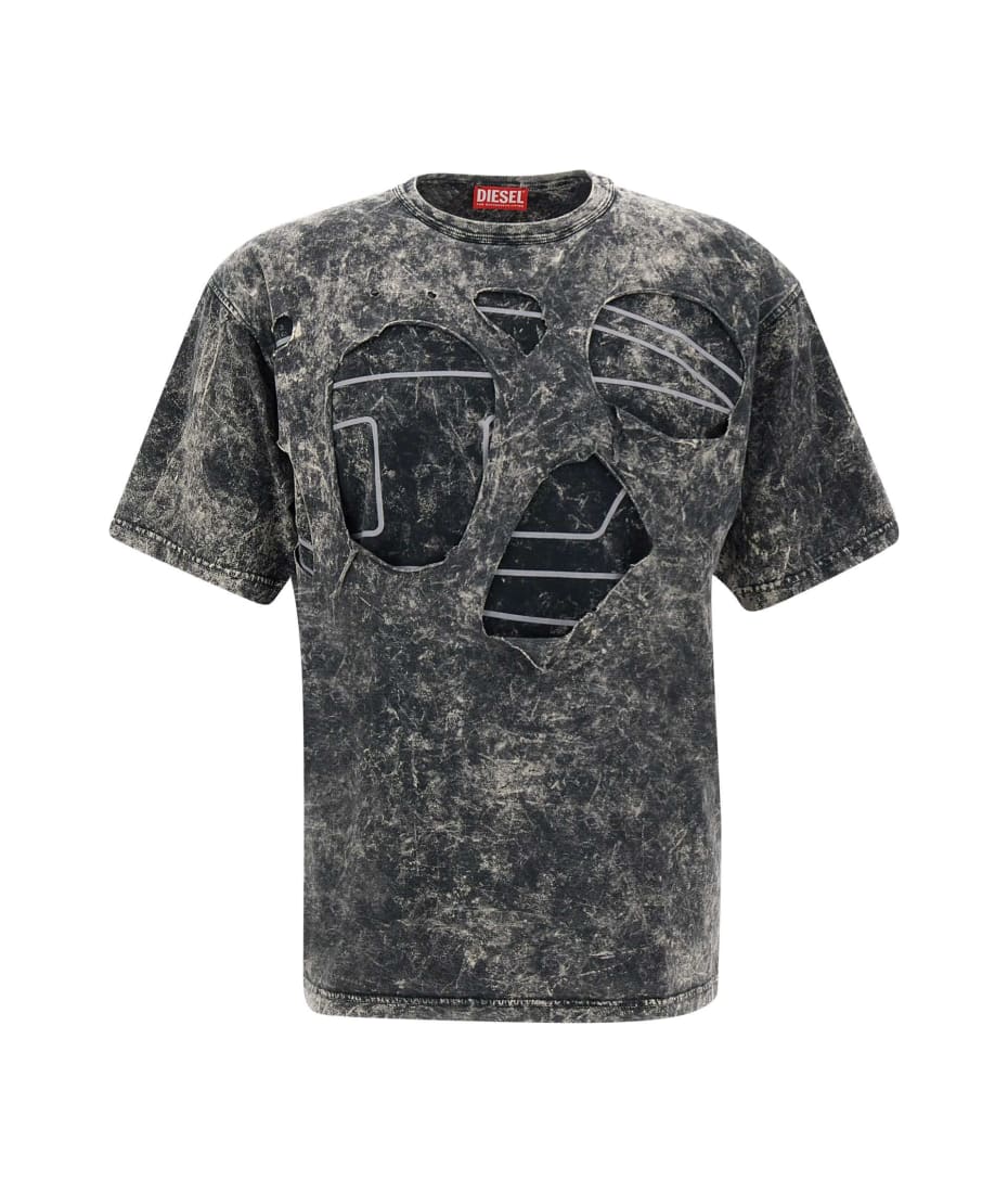 【DIESEL】T-Boxt-Peeloval Men's heavyweight T-shirt with bleached Oval D logo | Diesel