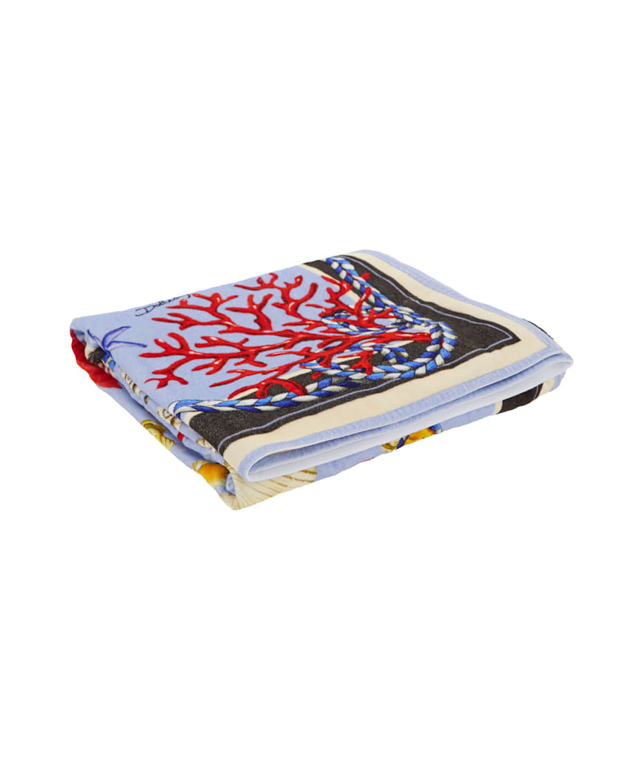 Dolce & Gabbana Light Blue Beach Towel With All-over Print