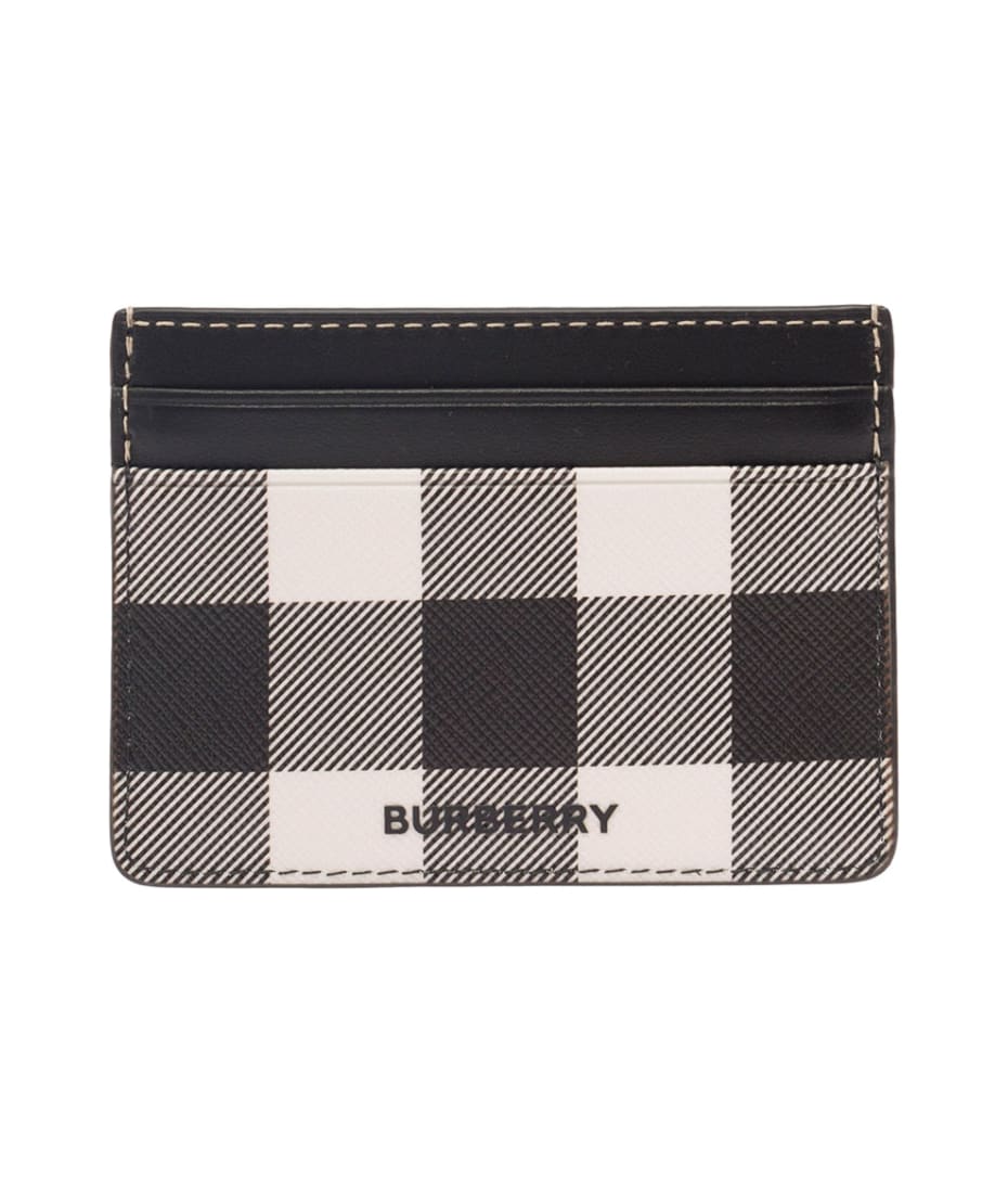 Burberry Kier Check E-Canvas & Leather Card Case