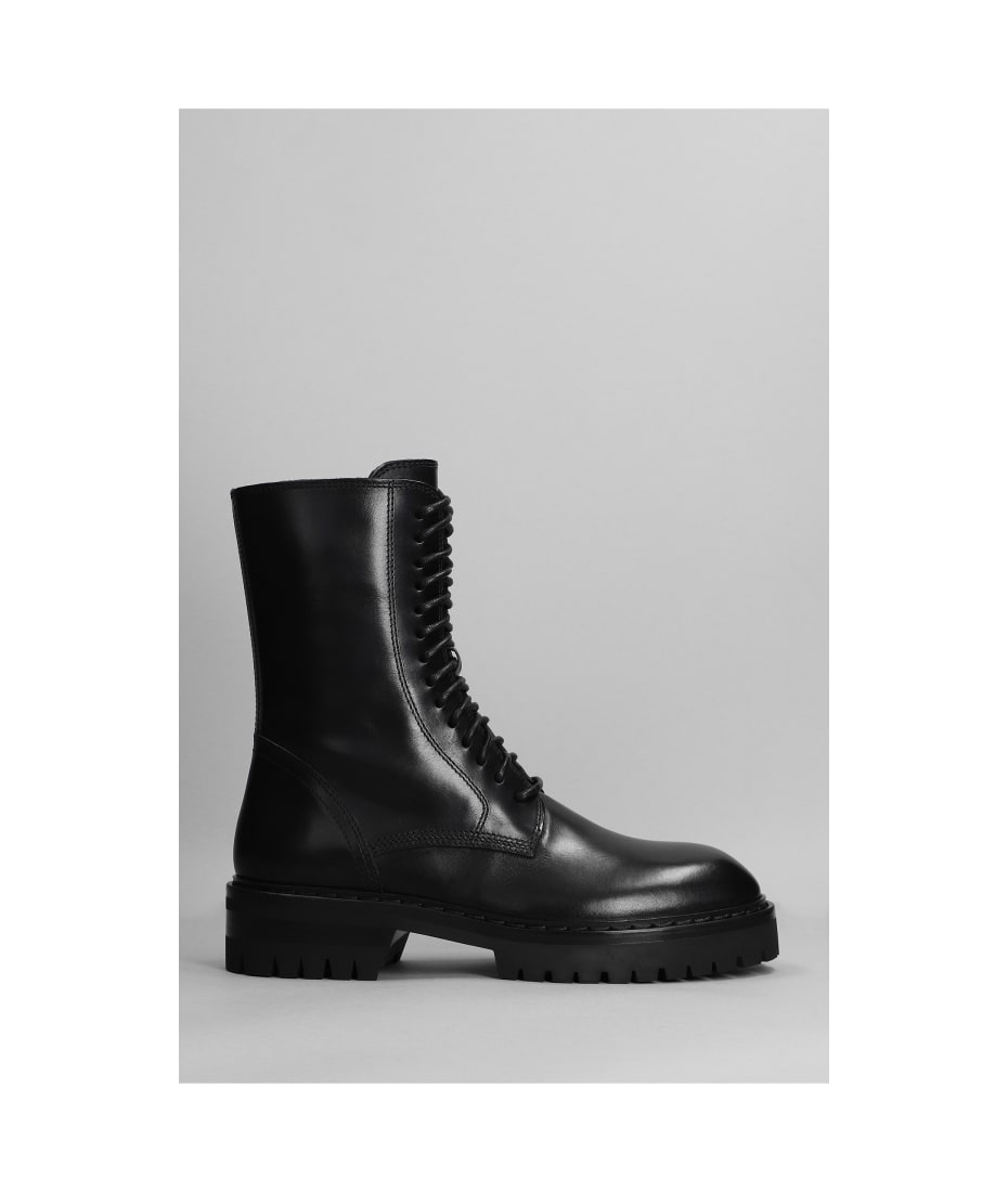 Ann Demeulemeester Combat Boots In Black Leather ブーツ 通販 ...