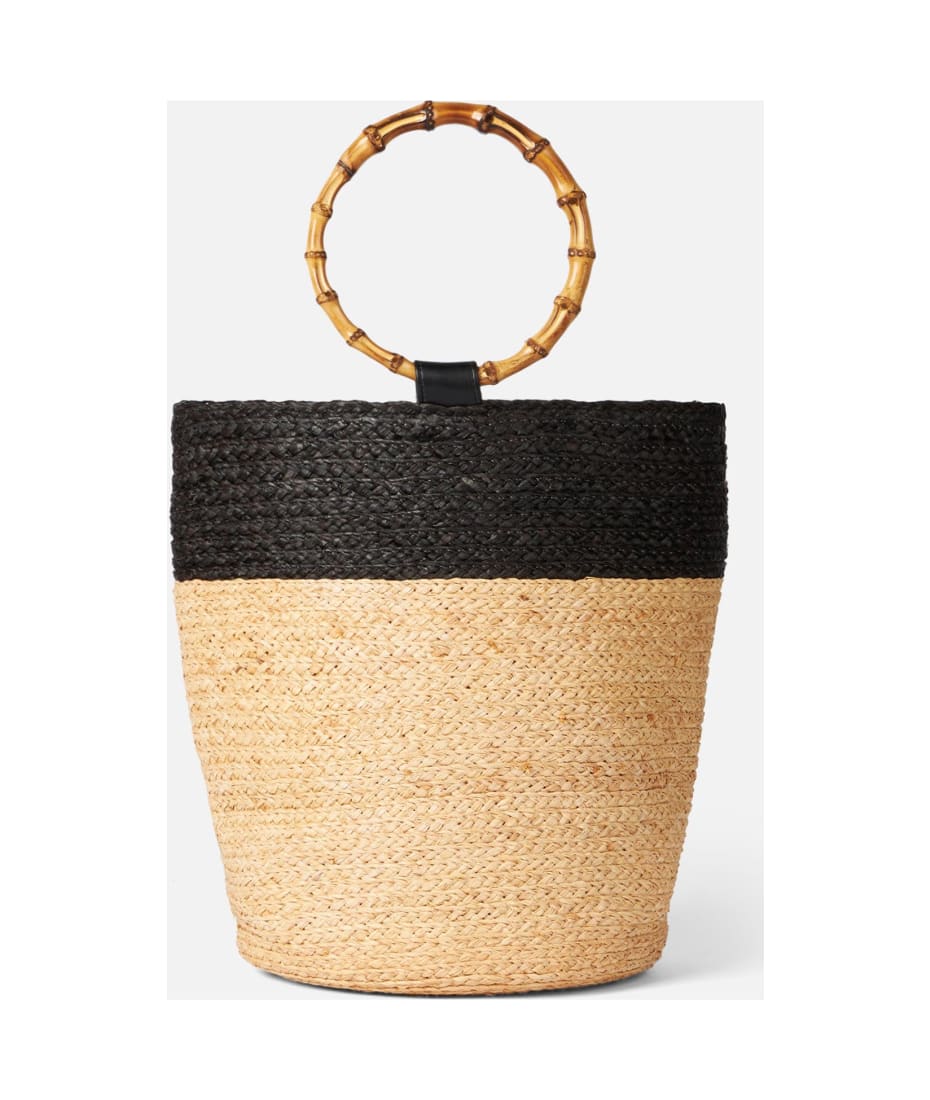 Raffia Bucket Bag With Bamboo Handles