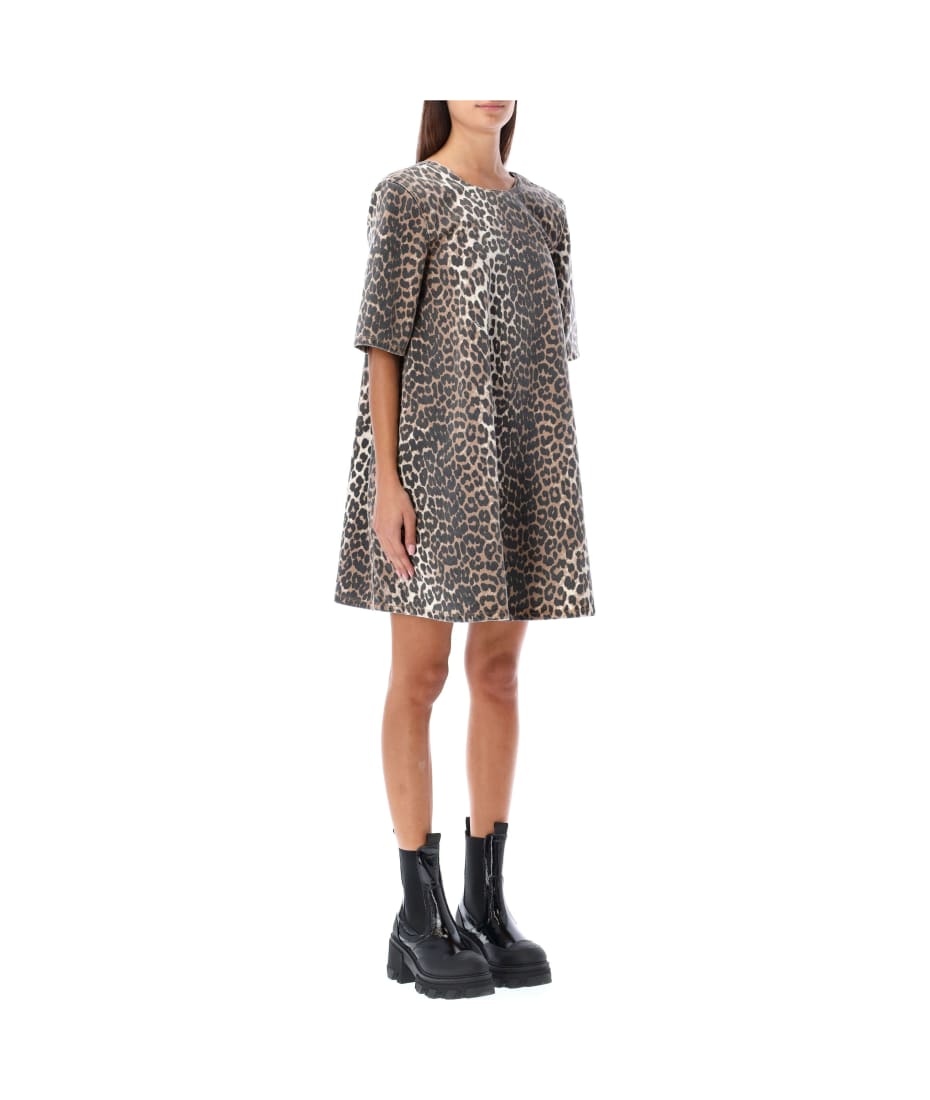 Ganni Leopard A-line Mini Dress | italist