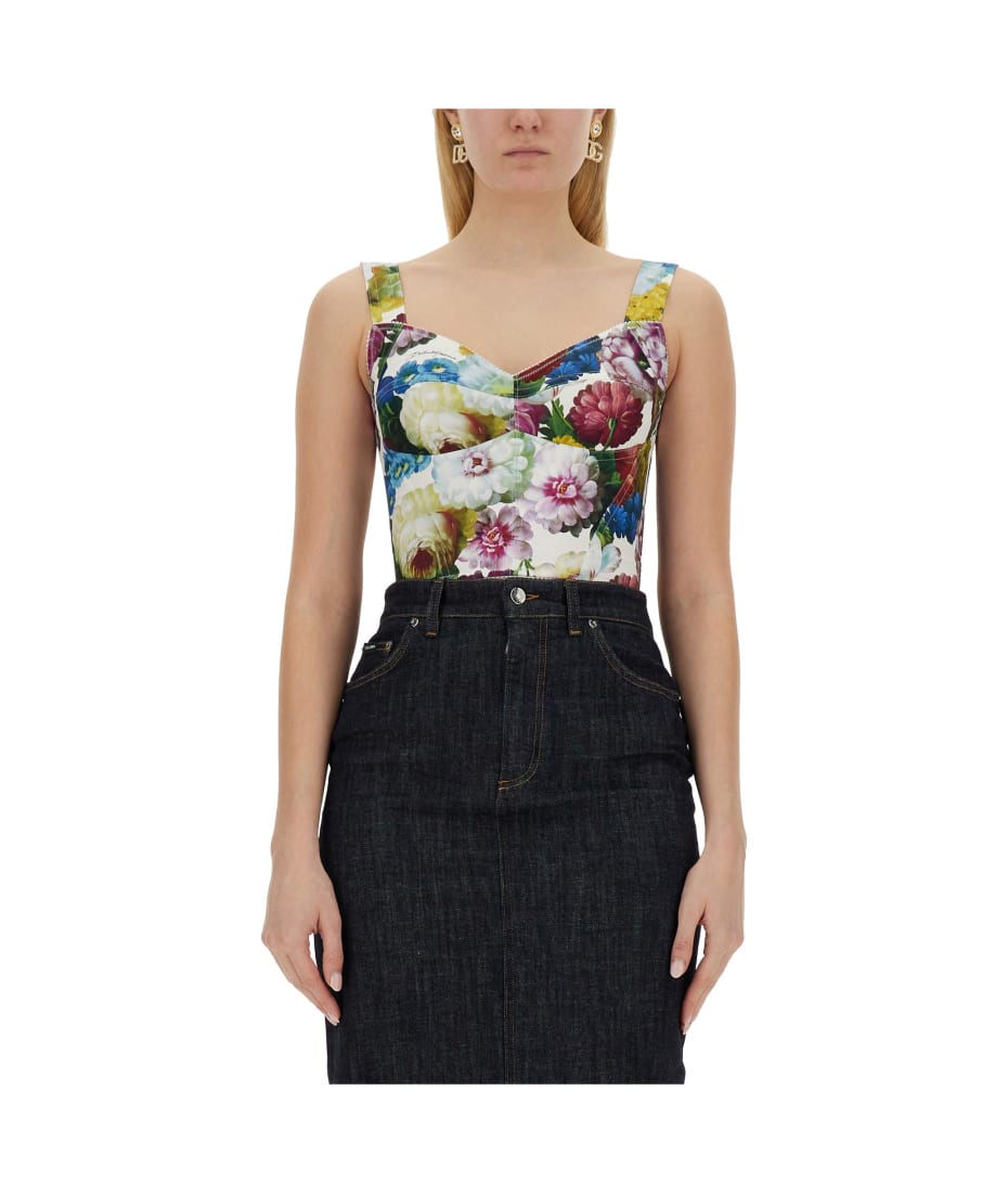 【特別送料無料！】 Gabbana & Dolce Night italist | Top Bustier Print Flower ルームウェア・パジャマ