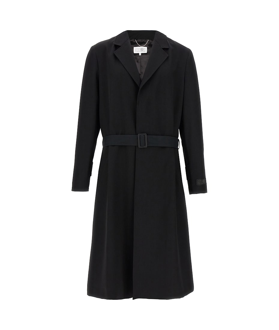 【関税込み】mm6 maison margiela Wool trench coat MM6 Maison Margiela Wool Trench Coat | Black | FARFETCH