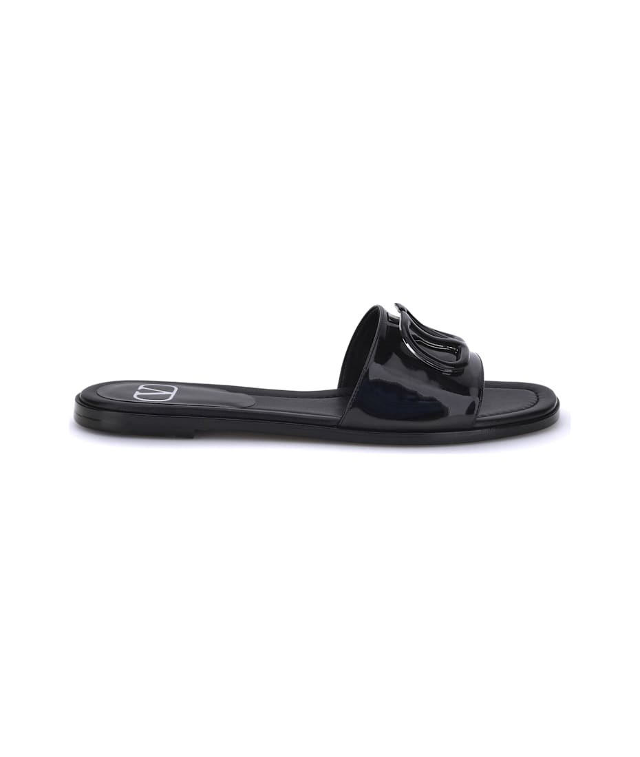 Patent Leathe Vlogo Slide Sandals