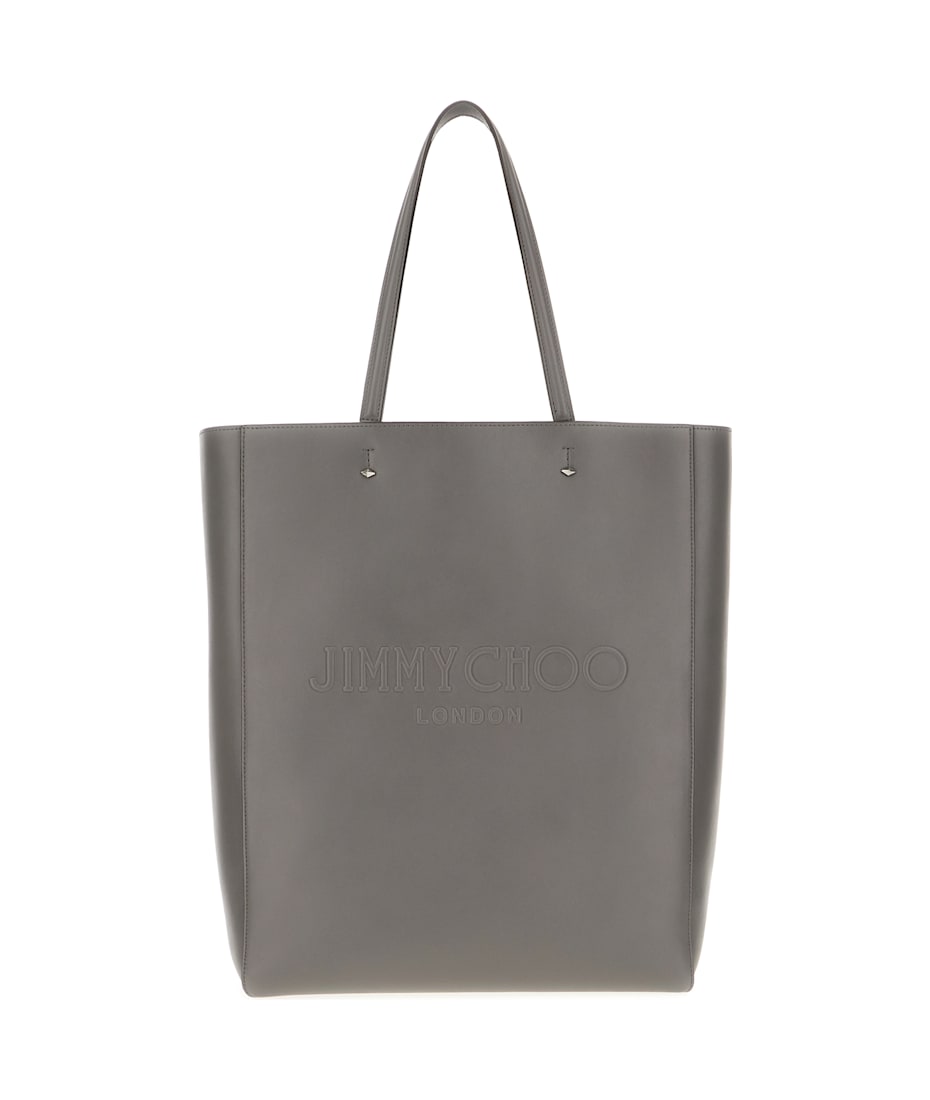 関税込*JIMMY CHOO レニートート スモール LENNY S Lenny N/S L-M|Black/Gunmetal Leather Tote Bag| JIMMY CHOO